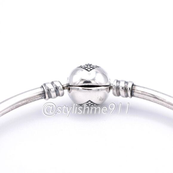 Authentic Pandora Moments Silver Bangle, Heart of Winter Clasp - 596404CZ - Picture 12 of 15